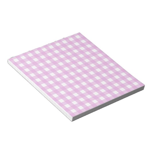 Bleek roze gingham notitieblok (Schuin)