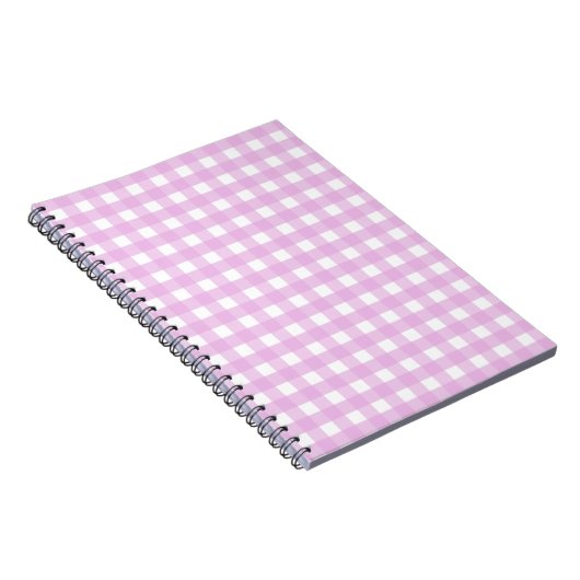 Bleek roze gingham notitieboek (Rechterzijde)