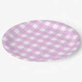 Bleek roze gingham papieren bordje (Gekanteld)