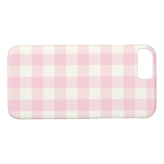 Bleek Roze Gingham Pattern iPhone 7 Hoesje (Achterkant (Horizontaal))