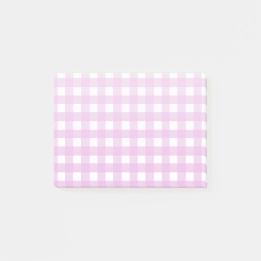 Bleek roze gingham post-it® notes (Voorkant)
