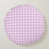 Bleek roze gingham rond kussen (Achterkant)