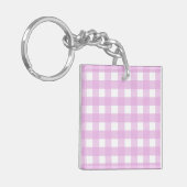 Bleek roze gingham sleutelhanger (Voorkant Links)