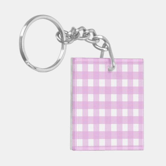 Bleek roze gingham sleutelhanger (Voorkant Links)