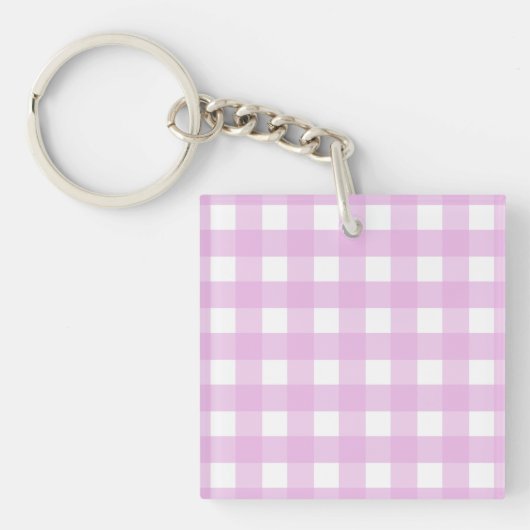 Bleek roze gingham sleutelhanger (Voorkant)