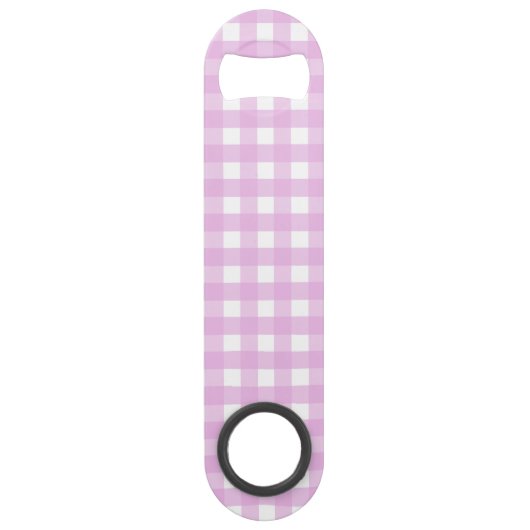 Bleek roze gingham speed flessenopener (Voorkant)