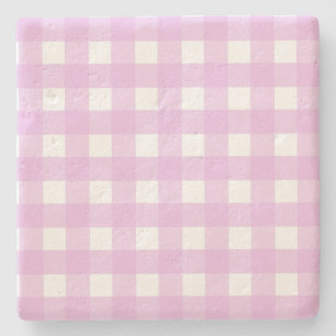 Bleek roze gingham stenen onderzetter