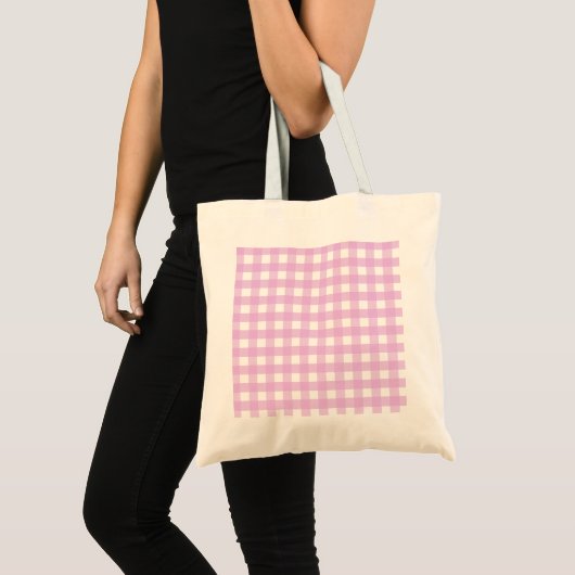 Bleek roze gingham tote bag (Voorkant (product))