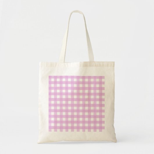 Bleek roze gingham tote bag (Voorkant)