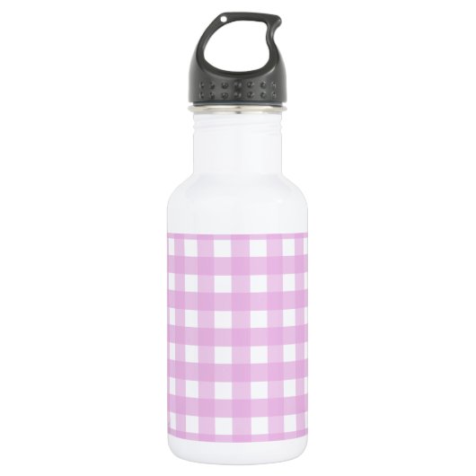 Bleek roze gingham waterfles (Voorkant)