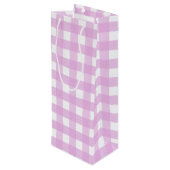 Bleek roze gingham wijn cadeautas (Achterkant Gekanteld)
