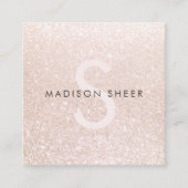 Bleek Roze Glitter Beauty Stylist Monogram Vierkante Visitekaartje (Voorkant)