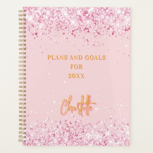Bleek roze gouden naamscript 2026 planner (Voorkant)