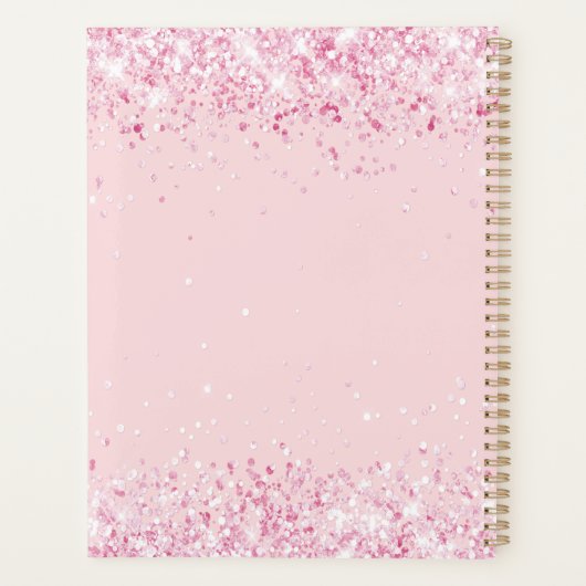 Bleek roze gouden naamscript 2026 planner (Achterkant)