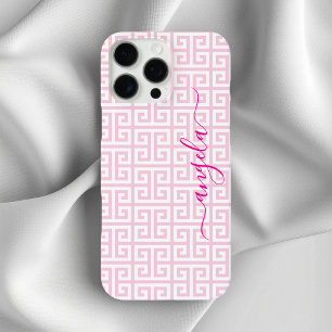 Bleek Roze Griekse Sleutel Handtekening iPhone 16 Pro Max Hoesje