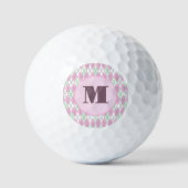 Bleek roze groene argyle dames met monogram golfballen (Voorkant)
