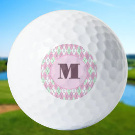 Bleek roze groene argyle dames met monogram golfballen