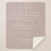 Bleek roze handgeschreven liefdesbrief of -bericht sherpa deken (Voorkant)