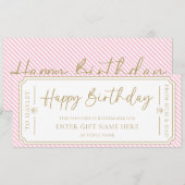 Bleek Roze Happy Birthday Cadeaubon Kaart (Voorkant / Achterkant)