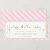 Bleek Roze Happy Moederdag Gift Voucher Kaart (Voorkant / Achterkant)