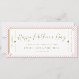 Bleek Roze Happy Moederdag Gift Voucher Kaart