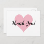 Bleek roze hart dank u briefkaart (Voorkant / Achterkant)