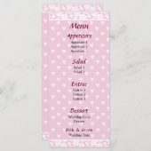 Bleek roze harten bruiloft menu (Voorkant / Achterkant)