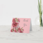 Bleek roze holyhock floral bruiloft servetten bedankkaart (Voorkant)