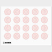 Bleek roze hoog gekleurd monogram ronde sticker (Vel)
