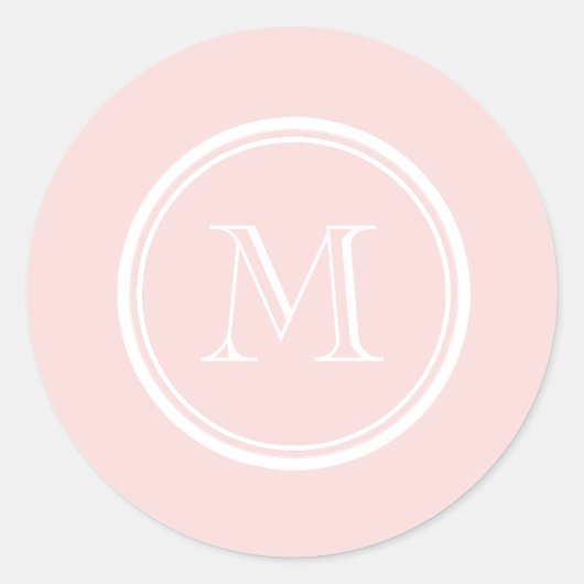 Bleek roze hoog gekleurd monogram ronde sticker (Voorkant)