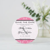 Bleek roze hotroze Damask Weddenschap Save the Dat Kaart (Staand voorkant)
