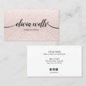 Bleek roze kalligrafiescript maakt artistieke scho visitekaartje (Voorkant / Achterkant)