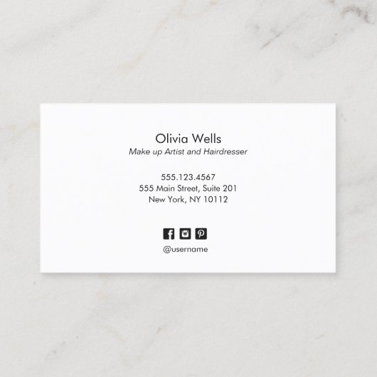 Bleek roze kalligrafiescript maakt artistieke scho visitekaartje (Achterkant)