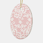 Bleek roze kant, wit, , Victoriaans, meisjes, scha Keramisch Ornament (Links)