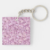 Bleek Roze Kasseien Patchwork Terrazzo Patroon Sleutelhanger (Achterkant)