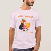 Bleek roze kleur kerstwensen bedrukt T-shirt-super T-shirt (Voorkant)