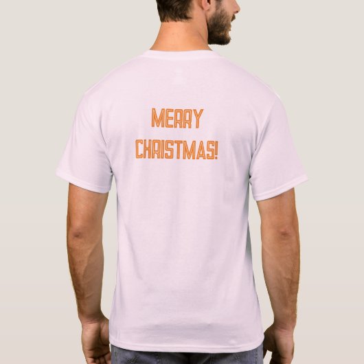 Bleek roze kleur kerstwensen bedrukt T-shirt-super T-shirt (Achterkant)