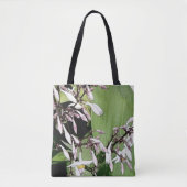 bleek roze klokbloem & blad tote bag (Voorkant)