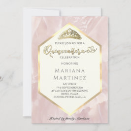 Bleek roze marmer geometrische kalligrafie Quince Kaart