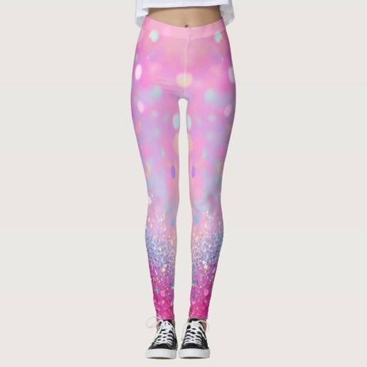 Bleek roze met een glittereffect leggings (Voorkant)