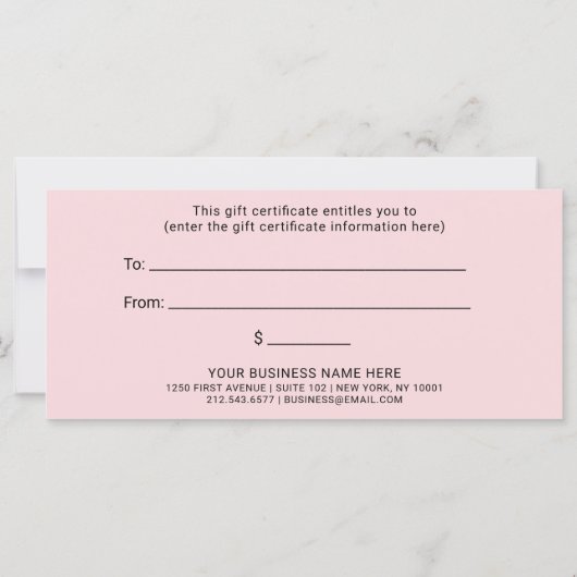 Bleek roze met handschrift Lettertype | Cadeaubon (Achterkant)