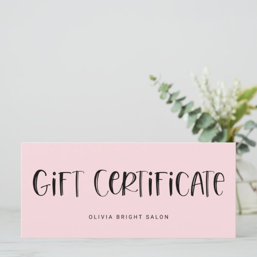 Bleek roze met handschrift Lettertype | Cadeaubon (Staand voorkant)