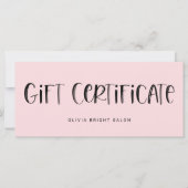 Bleek roze met handschrift Lettertype | Cadeaubon (Voorkant)
