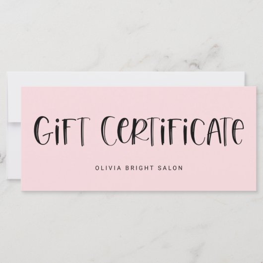 Bleek roze met handschrift Lettertype | Cadeaubon (Voorkant)