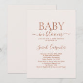Bleek - roze minimale uitnodiging tot het Baby sho (Voorkant / Achterkant)