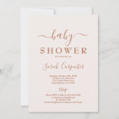 Bleek - roze minimale uitnodiging tot het Baby sho (Voorkant)