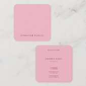 Bleek roze, moderne, minimale Sjabloon luxe Vierkante Visitekaartje (Voorkant / Achterkant)