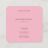Bleek roze, moderne, minimale Sjabloon luxe Vierkante Visitekaartje (Achterkant)