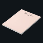 Bleek roze monogram stijlvol modern vrouwelijk  notitieblok<br><div class="desc">Chique bord roze en zwart script monogram naam.</div>