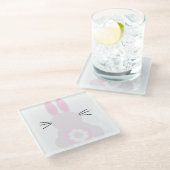 Bleek roze paashaas glas Onderzetter (Schuin)